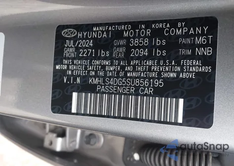 2025 Hyundai Elantra Sel Convenience z USA, uszkodzony, nr VIN KMHLS4DG5SU856195